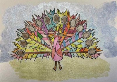 Amazing Sparkling Peacock Rainbow Colours 